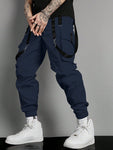 Manfinity EMRG Men Flap Pocket Buckle Detail Cargo Pants Long Slacks Plain All White Going Out