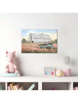 1pcs Farmhouse Canvas Wall Art, White Barn