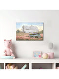 1pcs Farmhouse Canvas Wall Art, White Barn