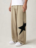 Manfinity UrbanChill Men's Knit Loose Star Printed Elastic Waist Casual Pants For Daily Wear