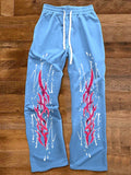 Manfinity EMRG Men's Casual Flame Print Drawstring Waist Straight Loose Sweatpants