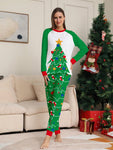 2pcs/Set Women Christmas Daily Casual Christmas Tree Print Long Sleeve Top And Pants Loungewear Pajama Set