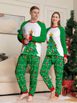 2pcs/Set Women Christmas Daily Casual Christmas Tree Print Long Sleeve Top And Pants Loungewear Pajama Set