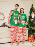 2pcs Women Christmas Circus Santa Claus Striped Print Casual Homewear Pajama Set