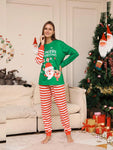 2pcs Women Christmas Circus Santa Claus Striped Print Casual Homewear Pajama Set