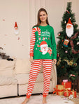 2pcs Women Christmas Circus Santa Claus Striped Print Casual Homewear Pajama Set