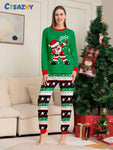 2pcs/Set Women Christmas Santa Claus Print Top