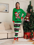 2pcs/Set Women Christmas Santa Claus Print Top