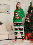 2pcs/Set Women Christmas Santa Claus Print Top