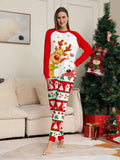 2pcs/Set Women's Christmas New Deer Print Long Sleeve Top And Pants Casual Lounge Sleepwear Pajamas