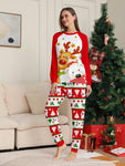 2pcs/Set Women's Christmas New Deer Print Long Sleeve Top And Pants Casual Lounge Sleepwear Pajamas