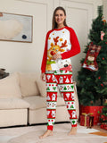 2pcs/Set Women's Christmas New Deer Print Long Sleeve Top And Pants Casual Lounge Sleepwear Pajamas