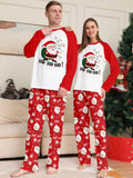 Christmas Santa Claus Print Color Block Long Sleeve Top With All Over Print Pants Pajama Set For Women