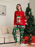 2pcs Women Christmas Deer Print Shirt And Pants Sleepwear Set, Daily Casual Home Pajamas