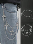 1pc Men Cross Pendant Multi-Layered Metal Fashion Accessory Hip Hop Punk Style Chain For Pants Street Halloween