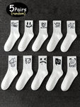 3 Pairs/5 Pairs/8 Pairs/10 Pairs/20 Pairs Random Ghost Face Trendy Crew Socks, Versatile Selection For All Seasons