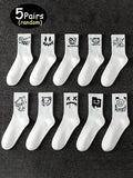 3 Pairs/5 Pairs/8 Pairs/10 Pairs/20 Pairs Random Ghost Face Trendy Crew Socks, Versatile Selection For All Seasons