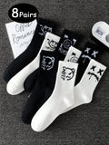 3 Pairs/5 Pairs/8 Pairs/10 Pairs/20 Pairs Random Ghost Face Trendy Crew Socks, Versatile Selection For All Seasons