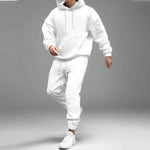 Lonblece 2pcs/Set Men's Hooded Knit Sweatshirt And Knit Sweatpants, Casual Sports Outfit Suitable For Autumn/Winter