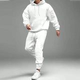 Lonblece 2pcs/Set Men's Hooded Knit Sweatshirt And Knit Sweatpants, Casual Sports Outfit Suitable For Autumn/Winter