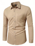 Manfinity Men Solid Button Front Long Sleeve Shirt