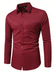 Manfinity Men Solid Button Front Long Sleeve Shirt