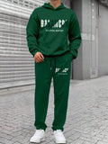 Manfinity EMRG Men's Letter Printed Hoodie With Kangaroo Pocket And Joggers Set