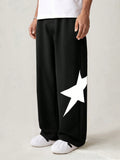 Manfinity UrbanChill Men's Knit Loose Star Printed Elastic Waist Casual Pants For Daily Wear