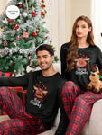 Shein CoupledUp 2pcs/Set Men's Christmas Santa Claus, Gingerbread Man, Snowman And Reindeer Plaid Casual Sleepwear Suit - MapleCo