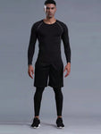 Men's Winter Sport Thermal Underwear Set Quick Drying, High Elasticity, Tight-Fitting And Fleece-Lined Base Layer Gym Clothes Men, Athletic Suit, Tracksuit Men Two Pieces Outfits