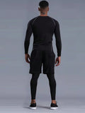 Men's Winter Sport Thermal Underwear Set Quick Drying, High Elasticity, Tight-Fitting And Fleece-Lined Base Layer Gym Clothes Men, Athletic Suit, Tracksuit Men Two Pieces Outfits