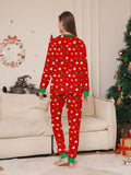 2pcs Women's Casual Christmas Pajama Set, Deer Letter Print Top And Full Flora Pattern Pants, Comfortable Round Neck Long Sleeve Top And Trousers