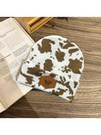 1pc Camouflage Print Casual Jacquard Knit Warm Beanie Hat, Unisex Outdoor Warm Hip Hop Fold Edge Milk Hat With Brand Logo, Suitable For Spring, Autumn And Winter Leopard Print