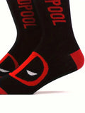 POTDEMIEL 1 Pair Of Superhero Image Comfortable Cartoon Crew Socks Deodorant, Wicking Sweat, Breathable, Stylish Style - Perfect For Gifts, Parties, Everyday Wear, Casual Events Marvel Heroes Series Deadpool Superhero Character Pattern