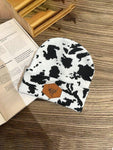 1pc Camouflage Print Casual Jacquard Knit Warm Beanie Hat, Unisex Outdoor Warm Hip Hop Fold Edge Milk Hat With Brand Logo, Suitable For Spring, Autumn And Winter Leopard Print