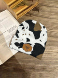 1pc Camouflage Print Casual Jacquard Knit Warm Beanie Hat, Unisex Outdoor Warm Hip Hop Fold Edge Milk Hat With Brand Logo, Suitable For Spring, Autumn And Winter Leopard Print