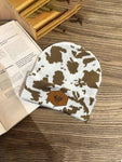 1pc Camouflage Print Casual Jacquard Knit Warm Beanie Hat, Unisex Outdoor Warm Hip Hop Fold Edge Milk Hat With Brand Logo, Suitable For Spring, Autumn And Winter Leopard Print