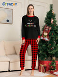 2pcs Women's Christmas Casual Deer Antler Letter Print Long Sleeve Top