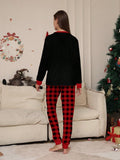 2pcs Women's Christmas Casual Deer Antler Letter Print Long Sleeve Top