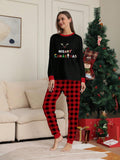 2pcs Women's Christmas Casual Deer Antler Letter Print Long Sleeve Top