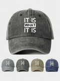 1pc "IT IS" Printed Adjustable Baseball Cap, Suitable For Outdoor, Sun Protection, Casual Wear. Fits Men