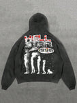 1pc Men Washed Vintage Funny Graphic Letter Print Hoodie Sweatshirt, Trendy Design