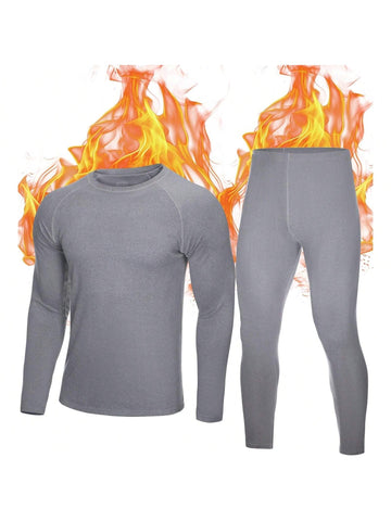 Thermal Underwear For Men, Super Warm Fleece Lined Mens Winter Base Layer Set Running Compression Long Johns