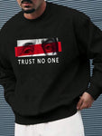 Men's Casual Letter Print Round Neck Long Sleeve Loose Sweatshirt For Spring Autumn