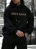 Jesus Creative Print Men's Long Sleeve Pullover Hoodie, Graphic Printed, Versatile For Sports, Commute And Casual Wear, Spring