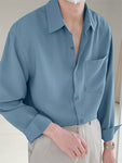 INCERUN Fashion Mens Button Down Collared Long Sleeve Formal Work Solid Blouse Casual Shirt Tops