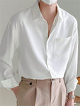 INCERUN Fashion Mens Button Down Collared Long Sleeve Formal Work Solid Blouse Casual Shirt Tops