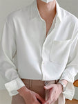 INCERUN Fashion Mens Button Down Collared Long Sleeve Formal Work Solid Blouse Casual Shirt Tops