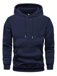 Men's Regular Fit Solid Hoodie With Pockets, Basic Casual Sportswear Pullover Jacket, Spring/Autumn