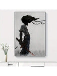 1pc African Samurai Anime Poster, Room Aesthetic Poster, Decorative Painting, Canvas Wall Art, Living Room Poster, Bedroom Painting, Home Decor, No Frame